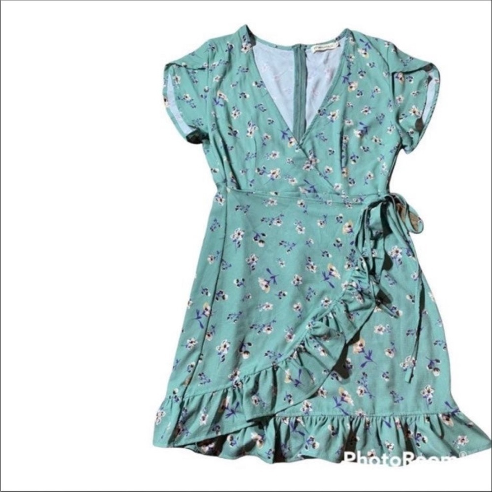 FFLMYUHULIU Lightweight Casual Floral Ruffle Dress Fairy Whimsy Womens Size Med